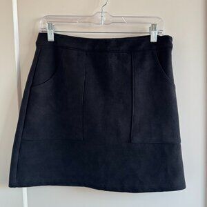 Soft Faux Suede Mini Skirt with Pockets